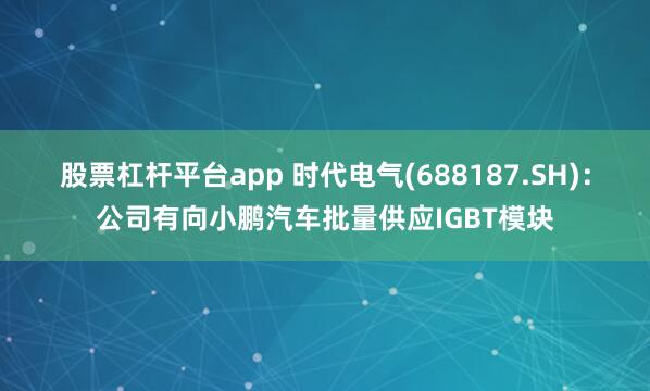 股票杠杆平台app 时代电气(688187.SH)：公司有向小鹏汽车批量供应IGBT模块